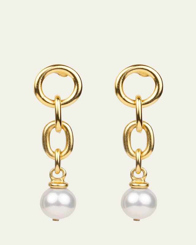 Pearly Drop Link Earrings